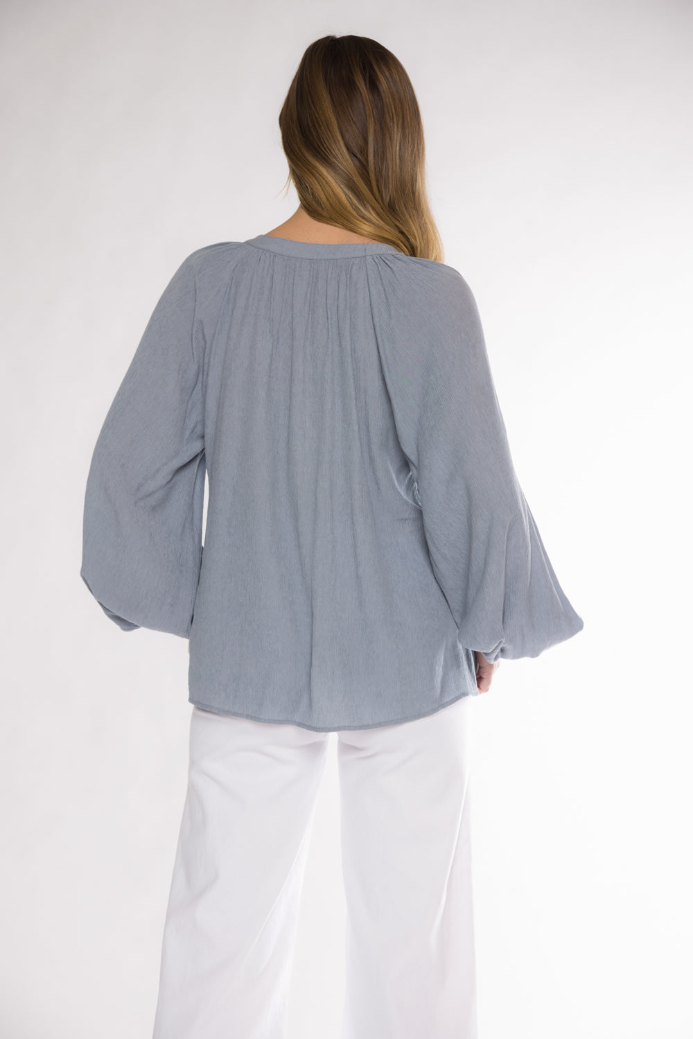 DAWSON TIE TOP - DUSTY BLUE