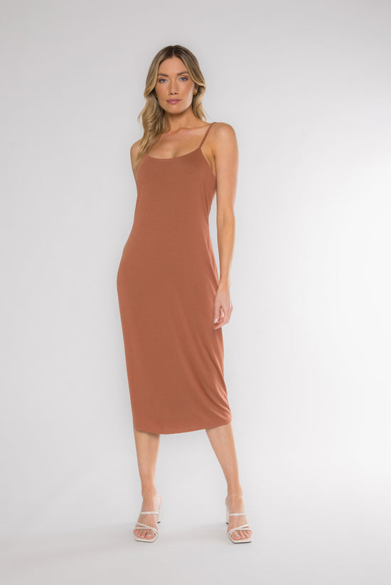 BRIO SLIP DRESS - CLAY