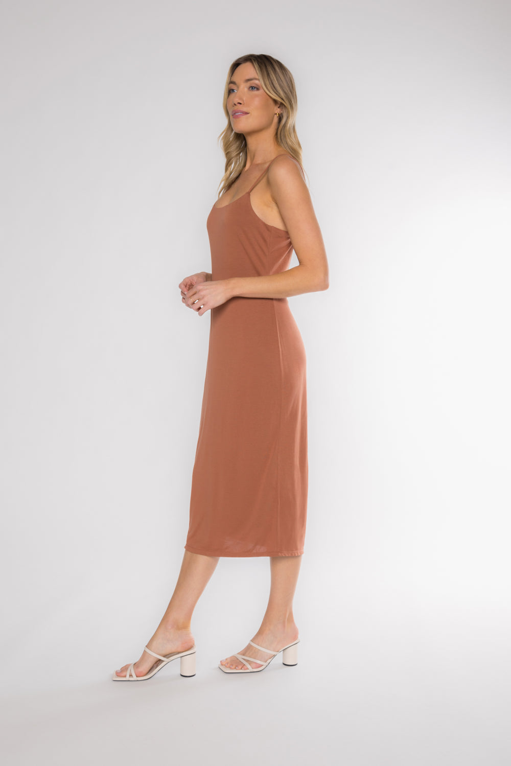 BRIO SLIP DRESS - CLAY