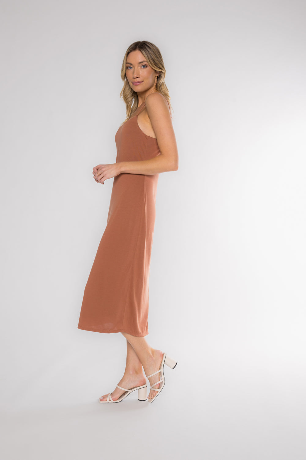 BRIO SLIP DRESS - CLAY