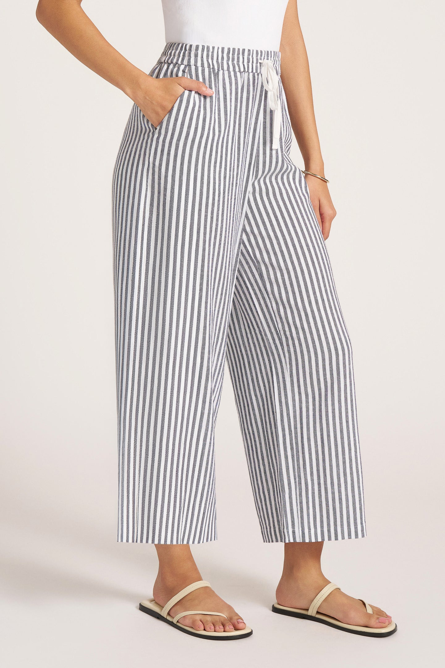 BEVERLY STRIPE RELAXED PANT - INDIGO