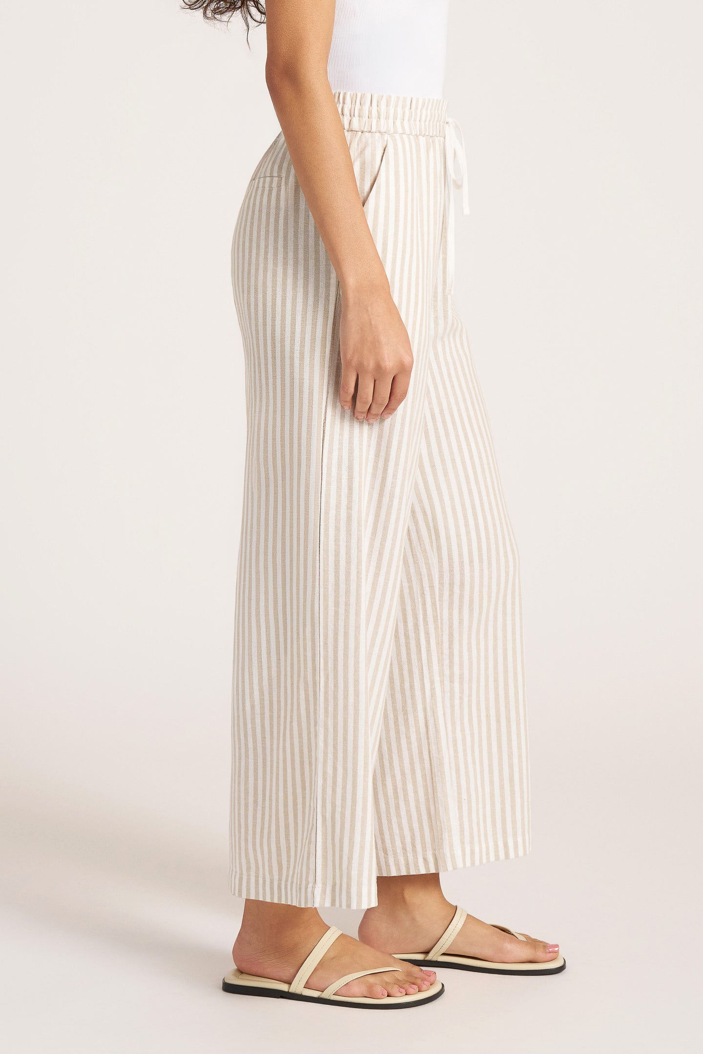 BEVERLY STRIPE RELAXED PANT - NATURAL
