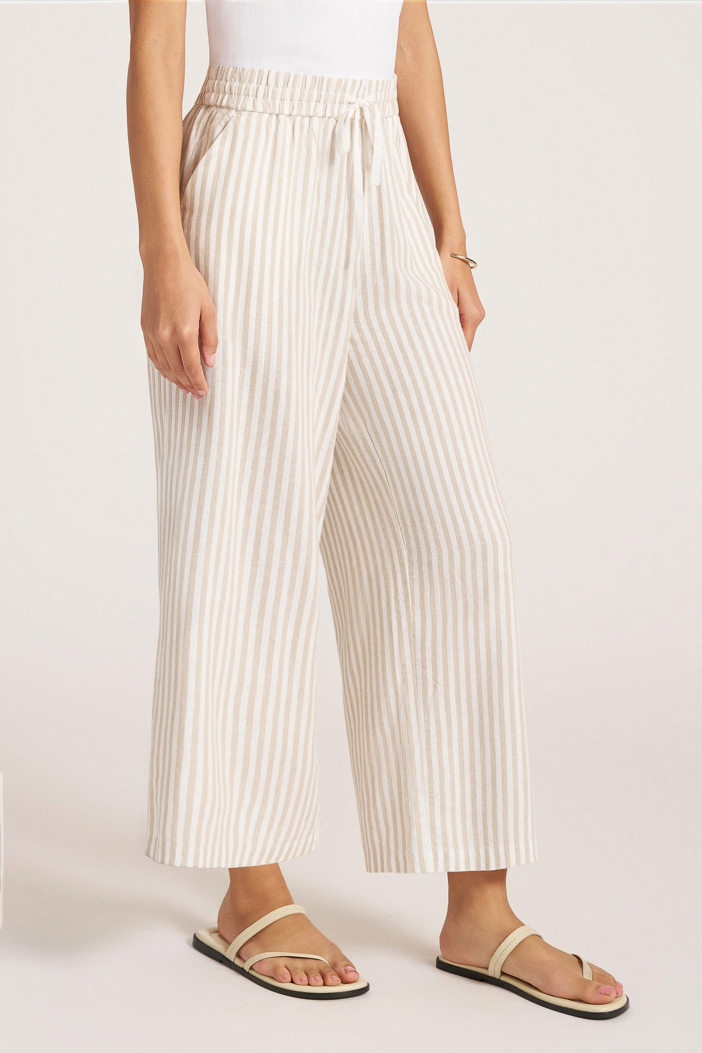 BEVERLY STRIPE RELAXED PANT - NATURAL