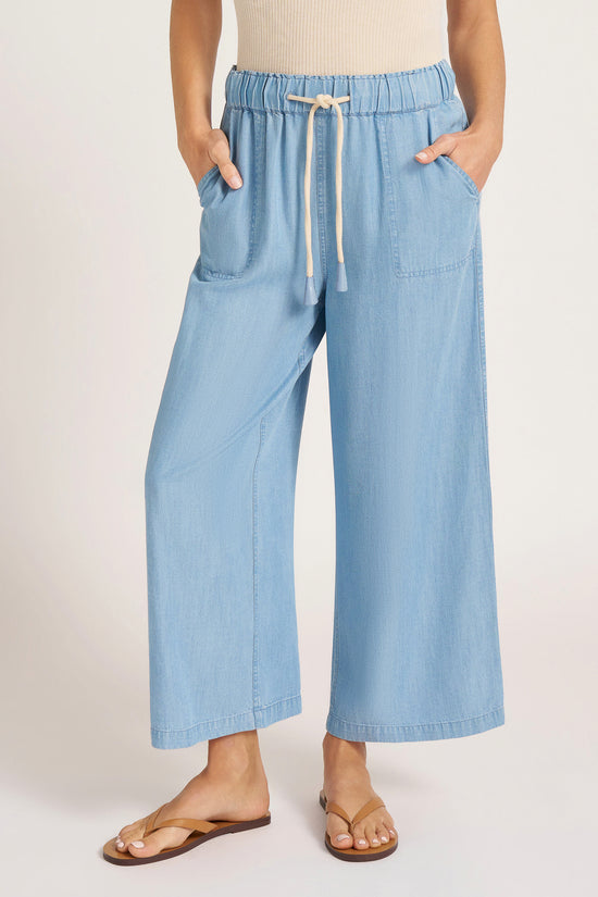 LAURA WIDE LEG PANT - CHAMBRAY