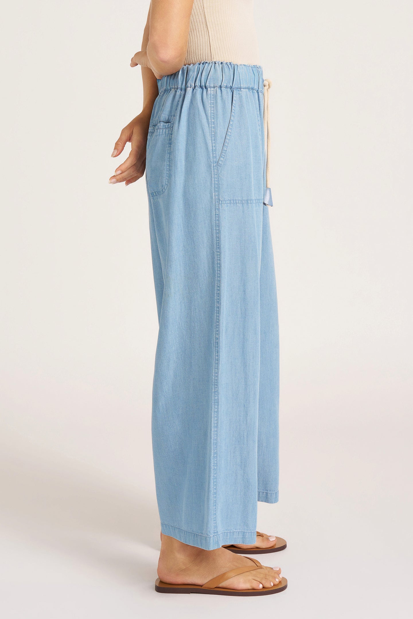 LAURA WIDE LEG PANT - CHAMBRAY