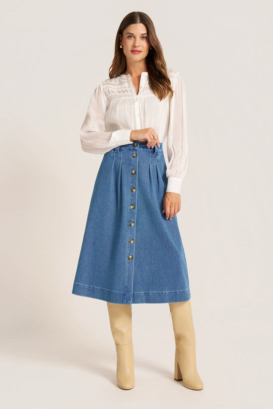 MARLOWE DENIM MIDI SKIRT - DENIM