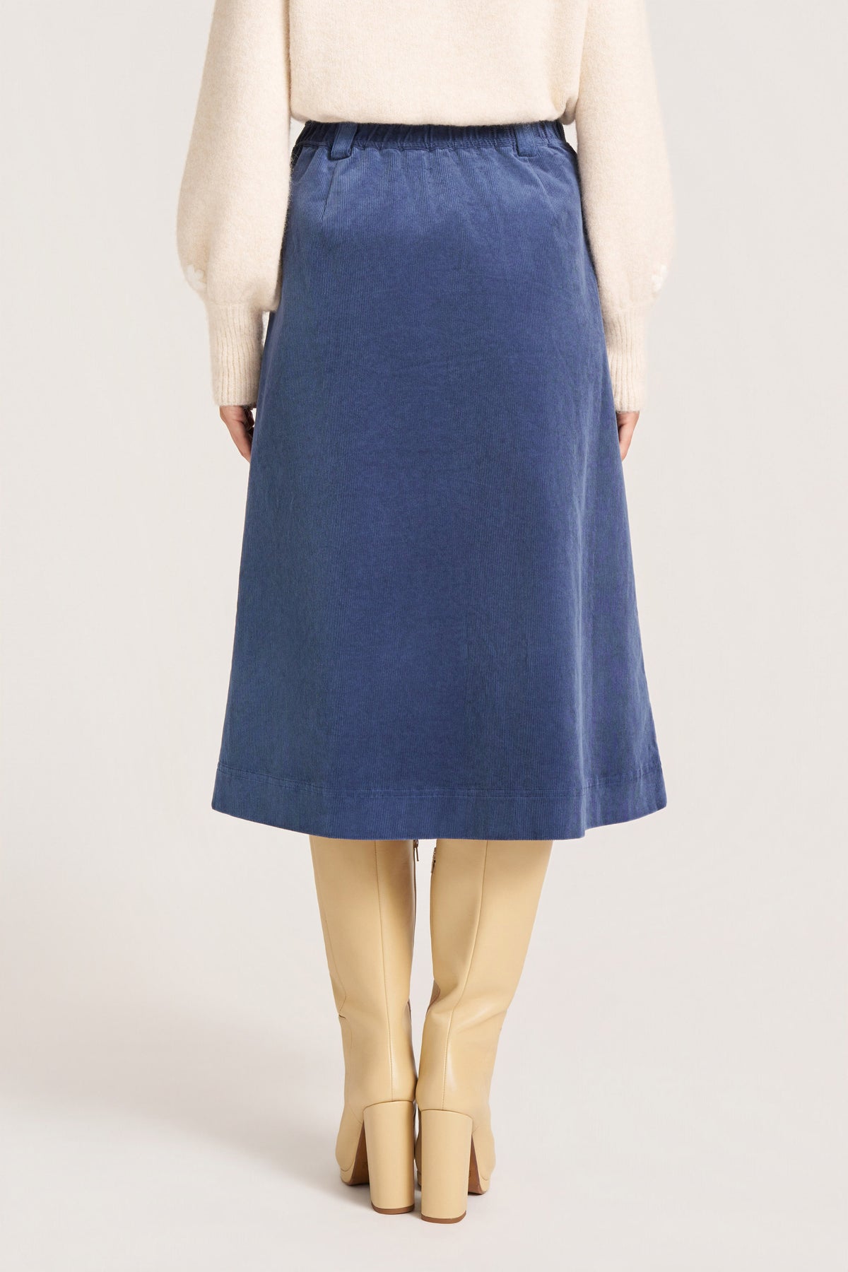 MARLOWE CORDUROY MIDI SKIRT - FRENCH BLUE
