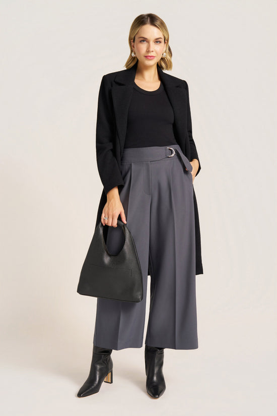 HAWTHORN PLEATED CROP TROUSER - STORM