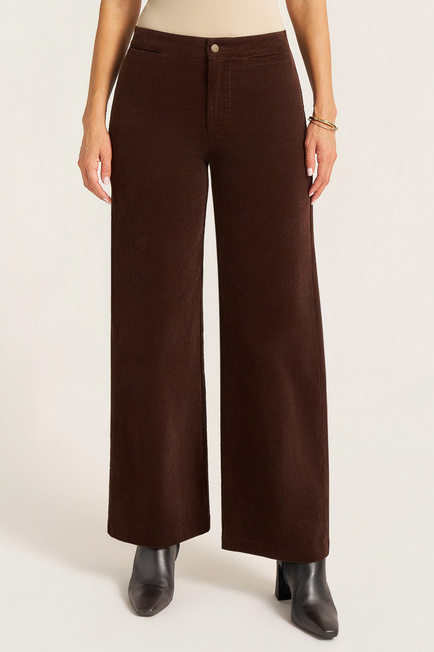 PIPPA CORDUROY STRAIGHT LEG PANT - DARK BROWN