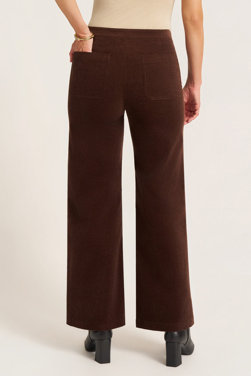 PIPPA CORDUROY STRAIGHT LEG PANT - DARK BROWN