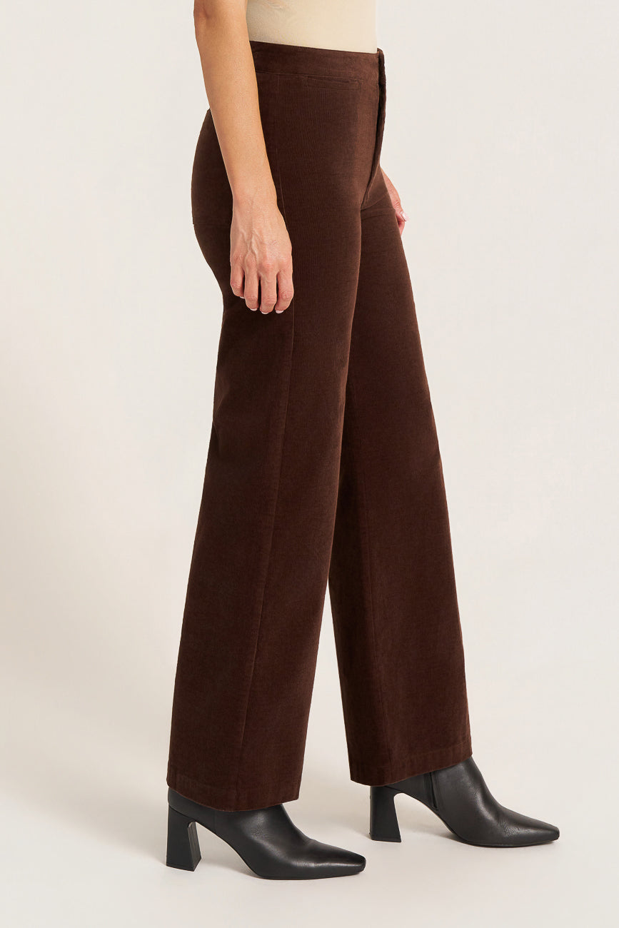 PIPPA CORDUROY STRAIGHT LEG PANT - DARK BROWN