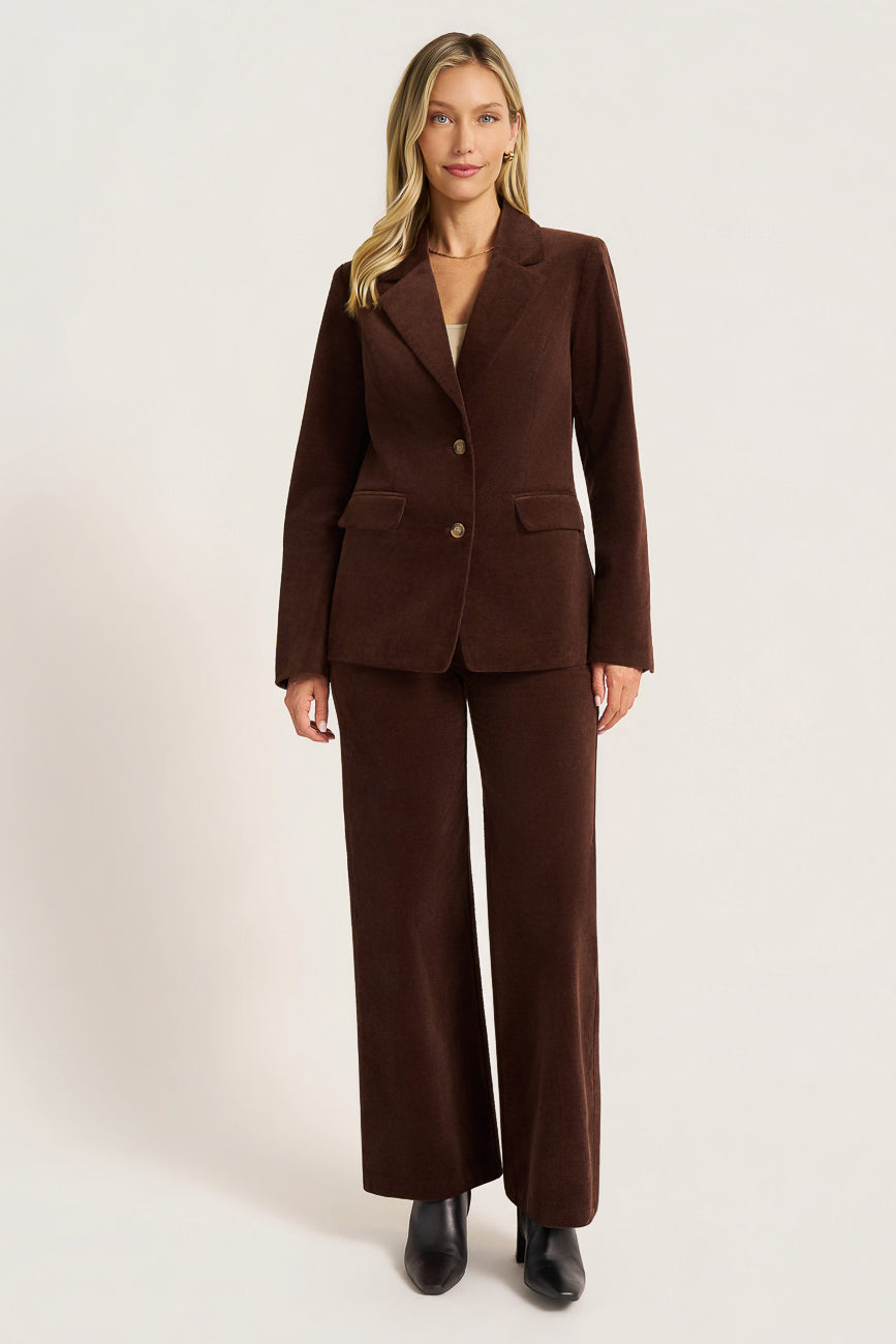 PIPPA CORDUROY STRAIGHT LEG PANT - DARK BROWN