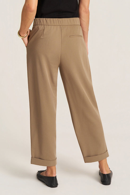 FOX CUFFED PLEATED TROUSER - TOAST