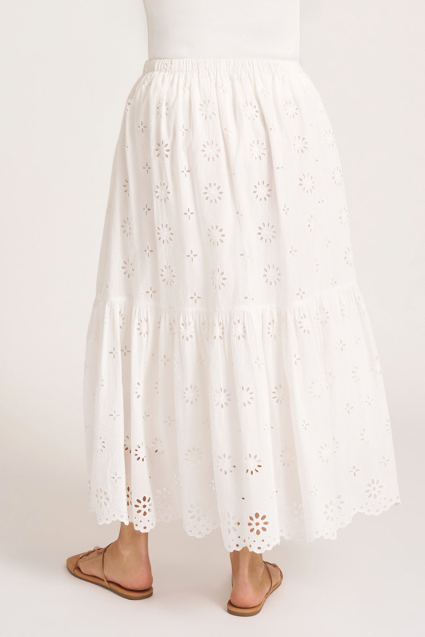 SHAYLA EYELET MIDI SKIRT - VELLUM