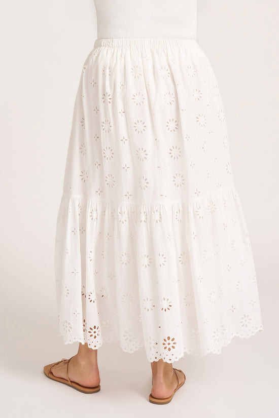 SHAYLA EYELET MIDI SKIRT - VELLUM