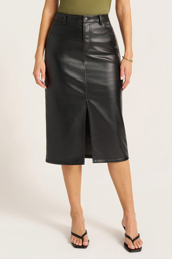 STATE VEGAN LEATHER SKIRT - BLACK