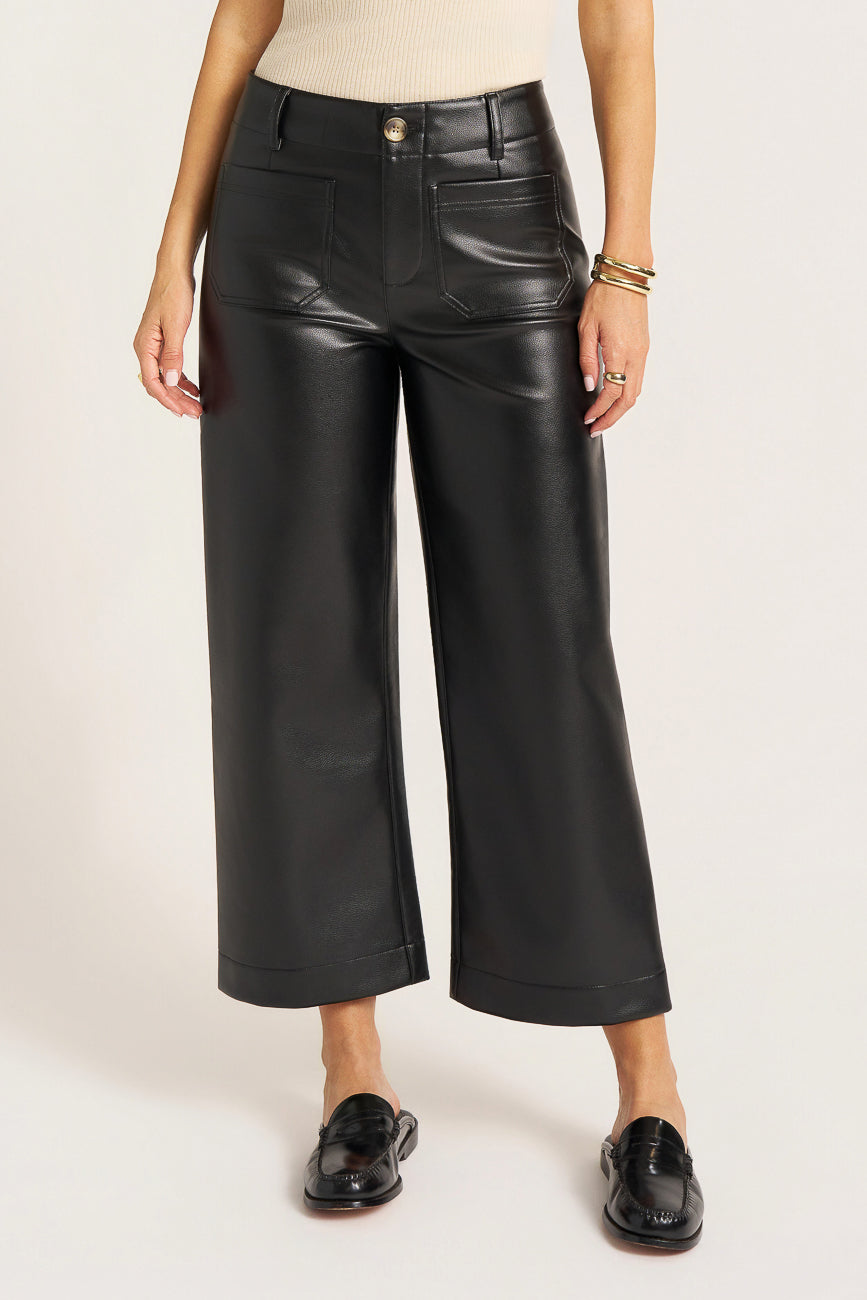 BLAIR VEGAN LEATHER PANT - BLACK