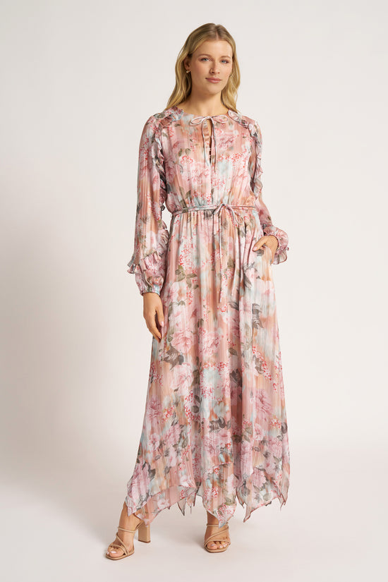 VIVIENNE RUFFLE MAXI DRESS - BLUSH