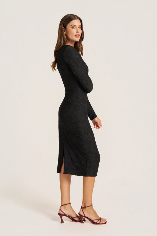 JASPER TEXTURED KNIT DRESS - BLACK
