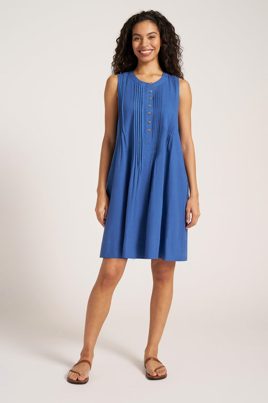 HELENA PLEAT DETAIL DRESS - FRENCH BLUE