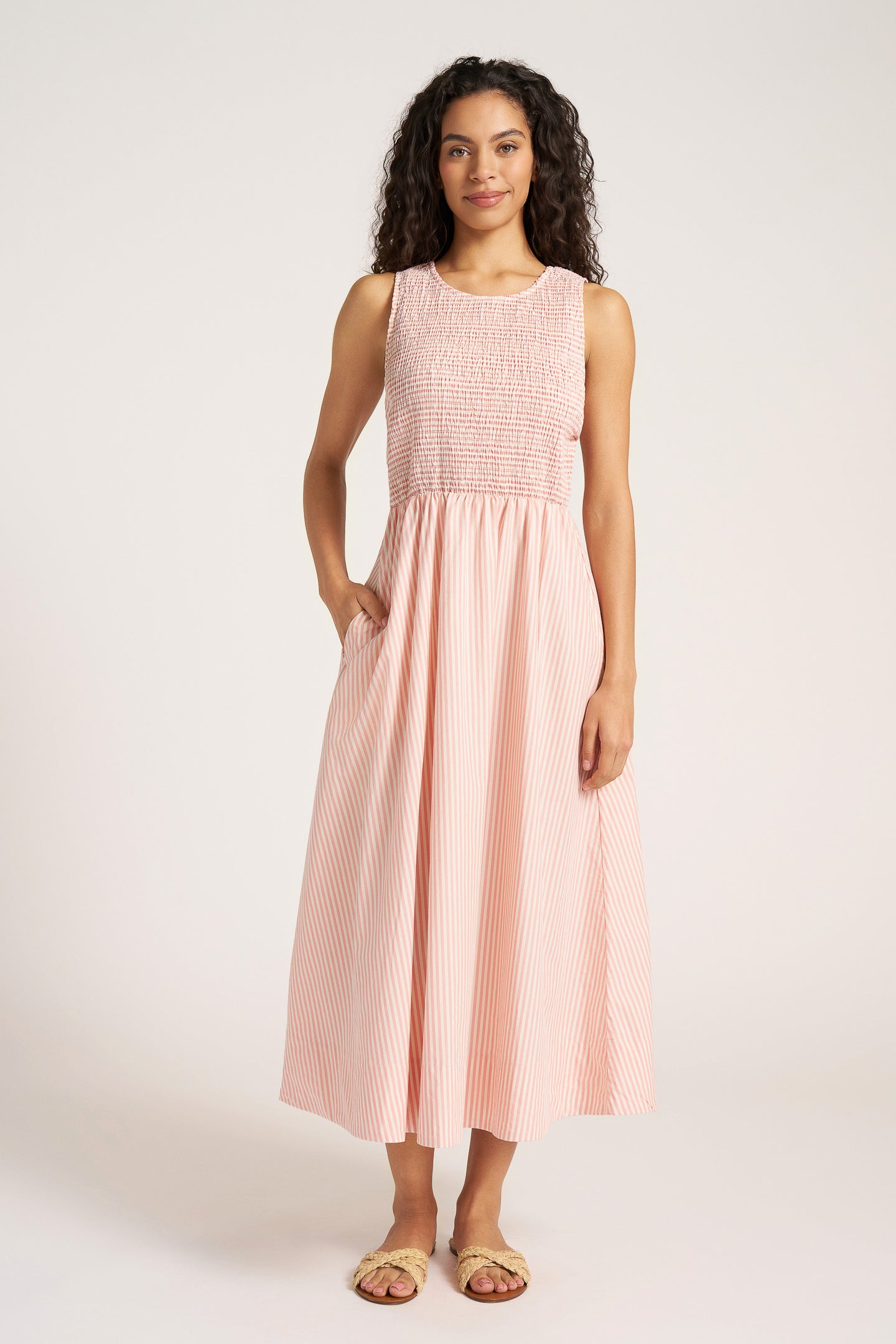 VERONA STRIPE MAXI DRESS - CORAL