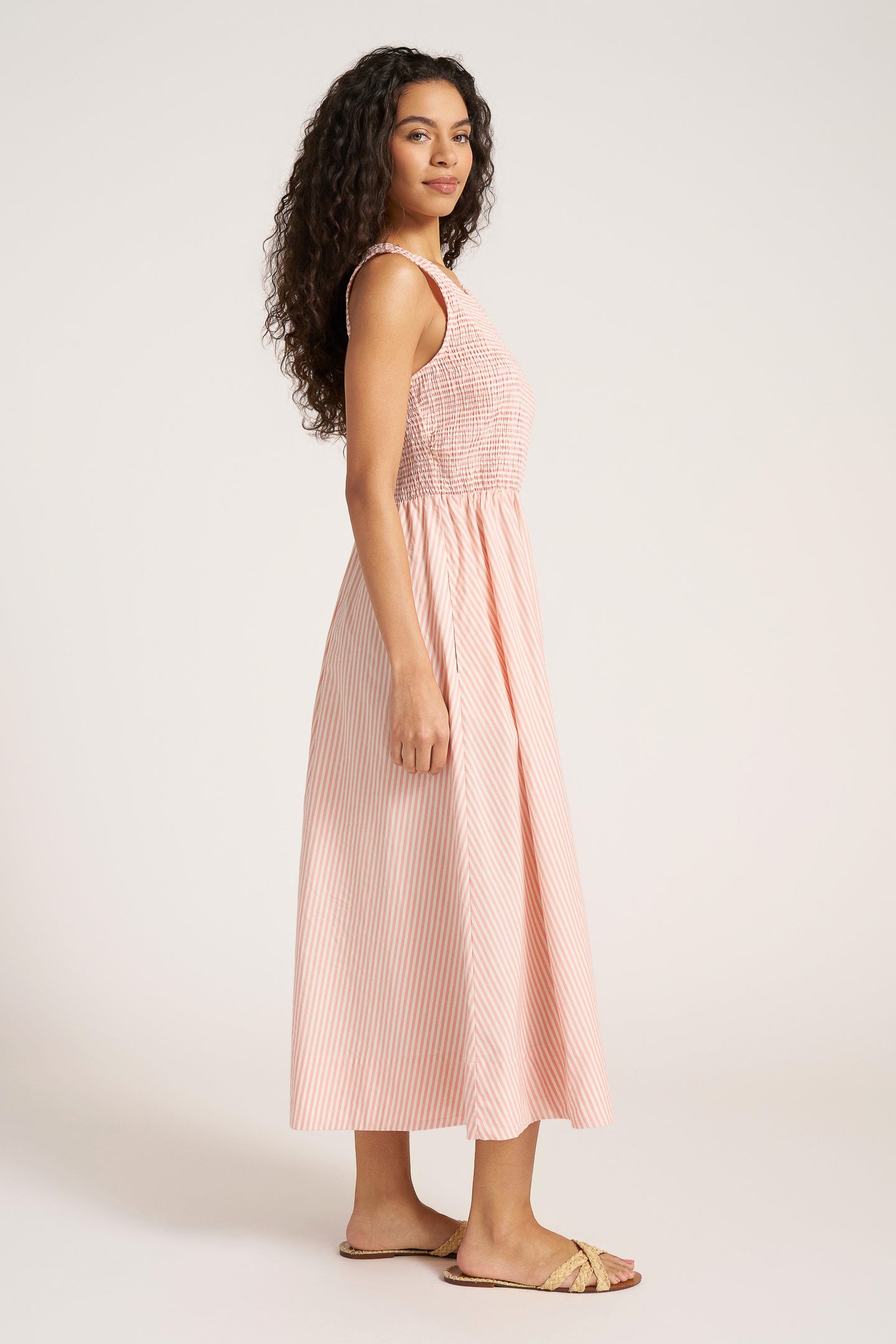 VERONA STRIPE MAXI DRESS - CORAL