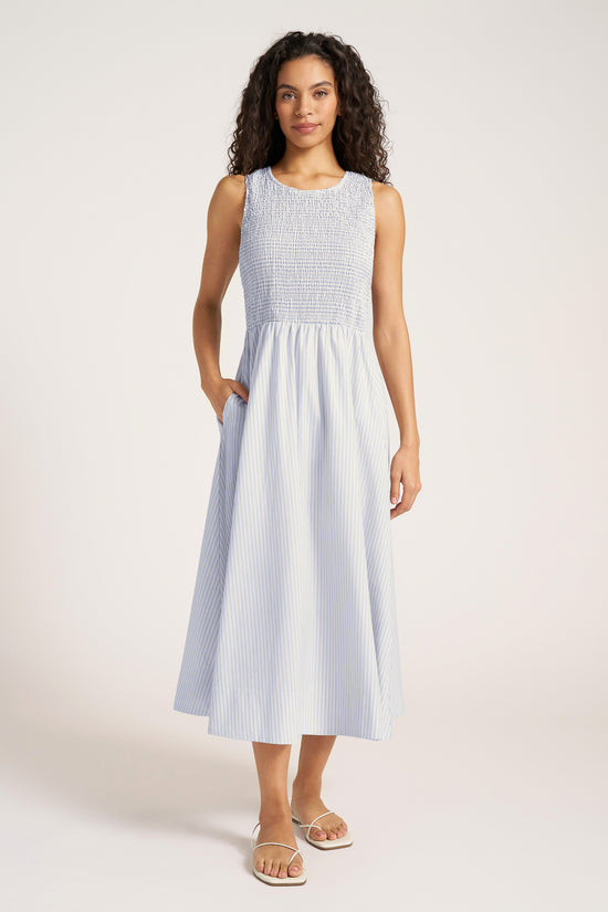 VERONA STRIPE MAXI DRESS - FRENCH BLUE