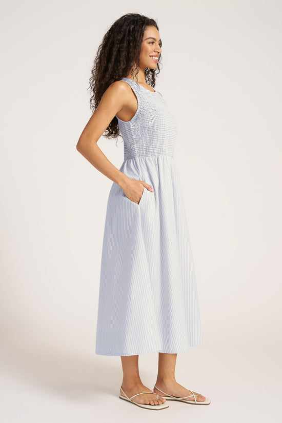 VERONA STRIPE MAXI DRESS - FRENCH BLUE
