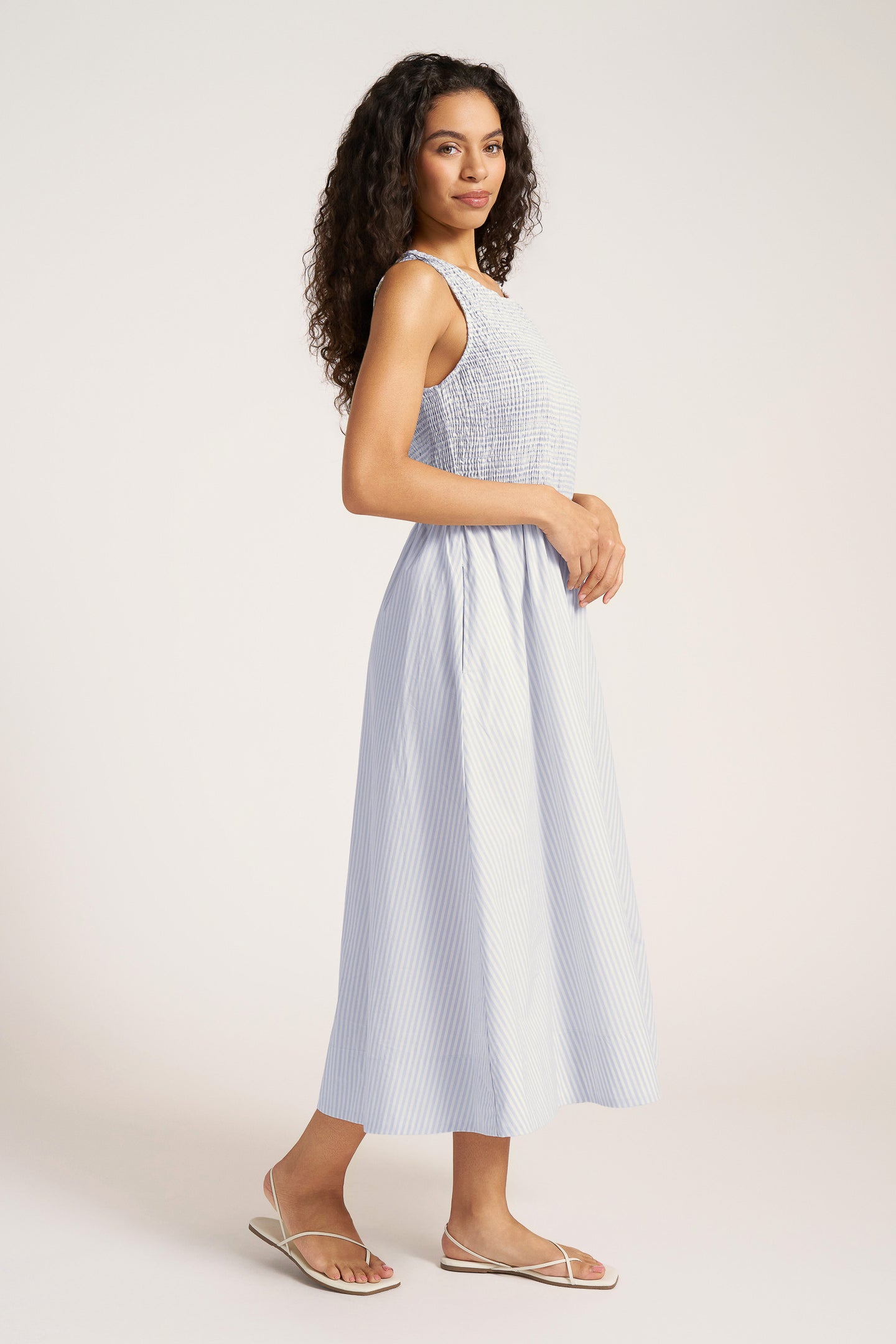 VERONA STRIPE MAXI DRESS - FRENCH BLUE