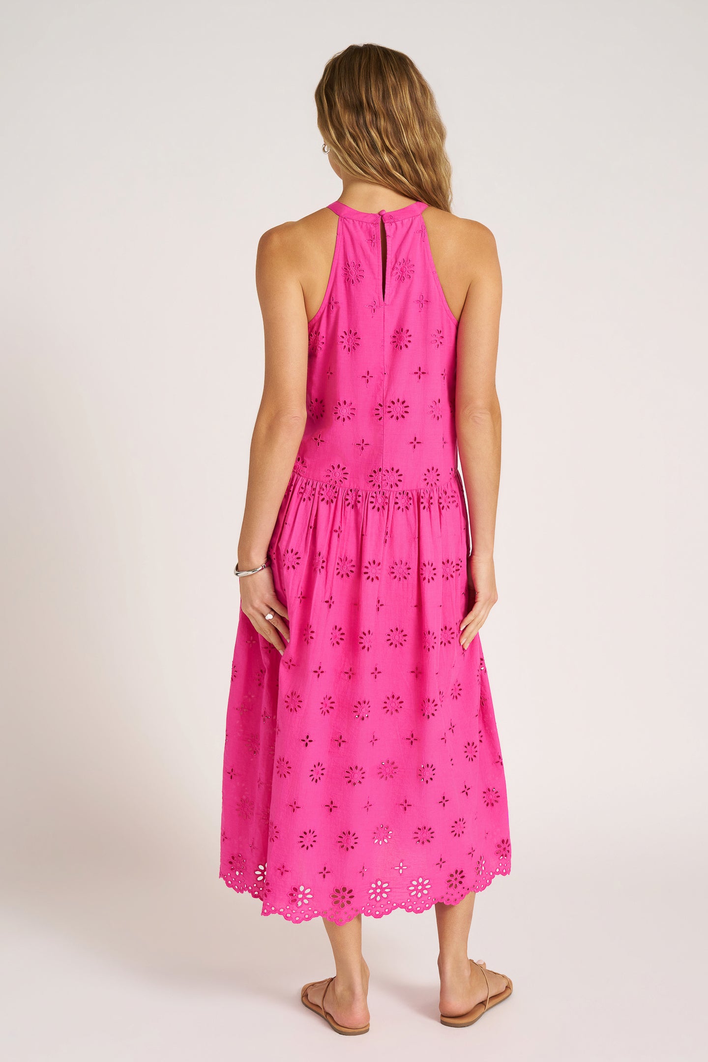 RHEA HALTER MIDI DRESS - MAGENTA