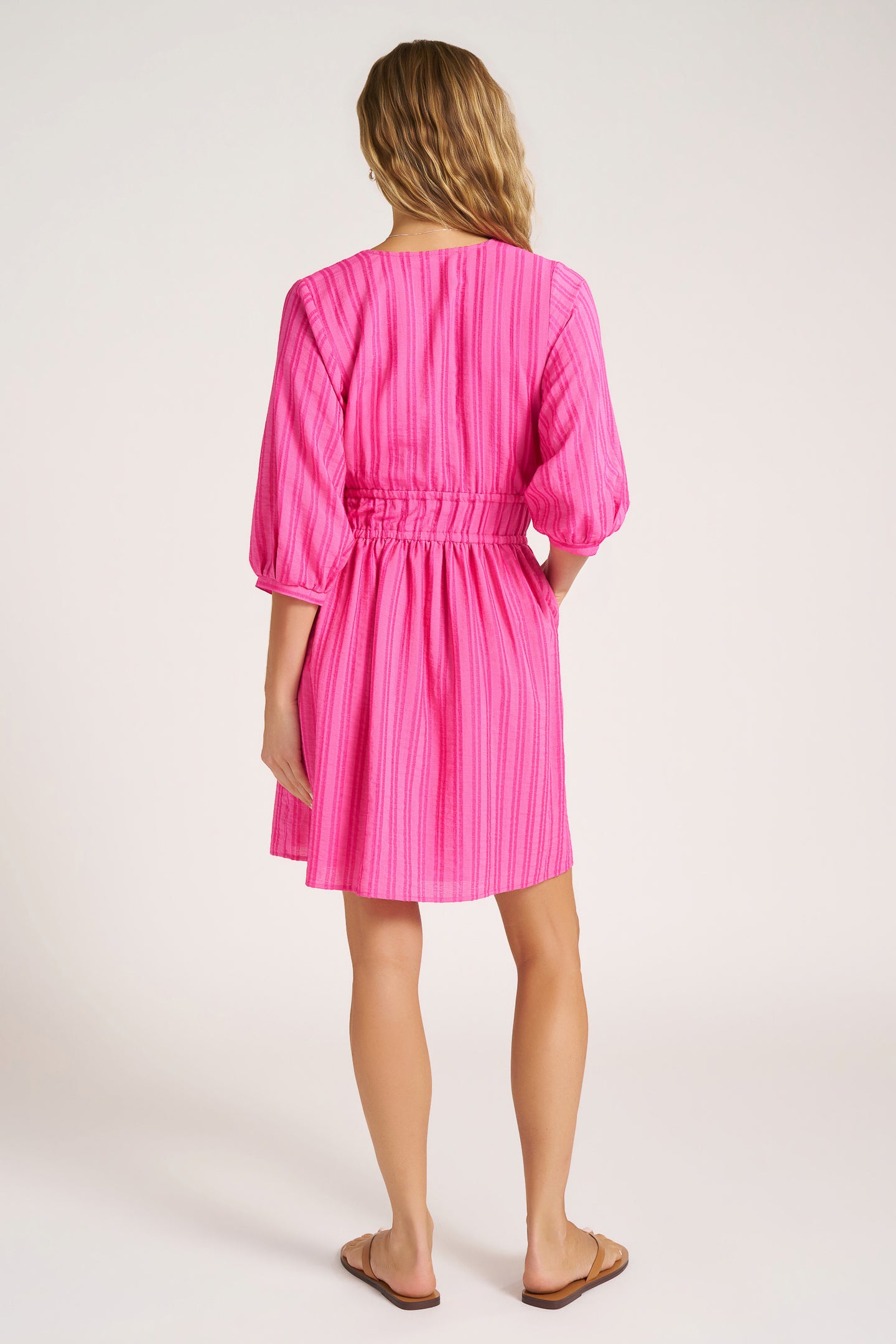 GISELLE DRAWSTRING DRESS - HOT PINK