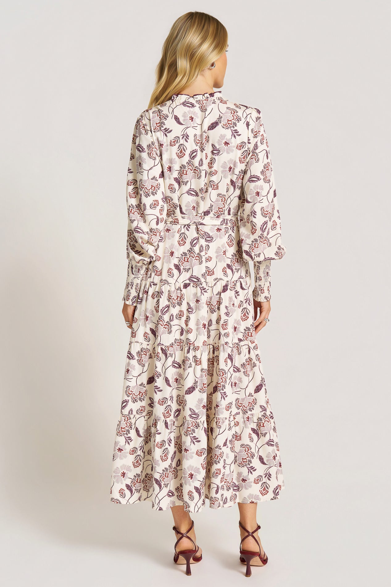 EVERLINE L/S RUFFLE COLLAR MAXI DRESS - NATURAL/FIG