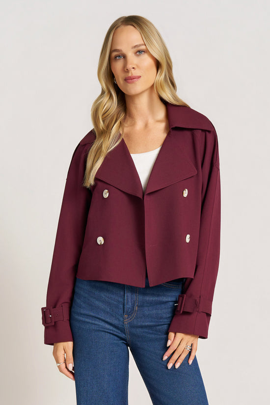 GRAYSON CROP TRENCH JACKET - OXBLOOD