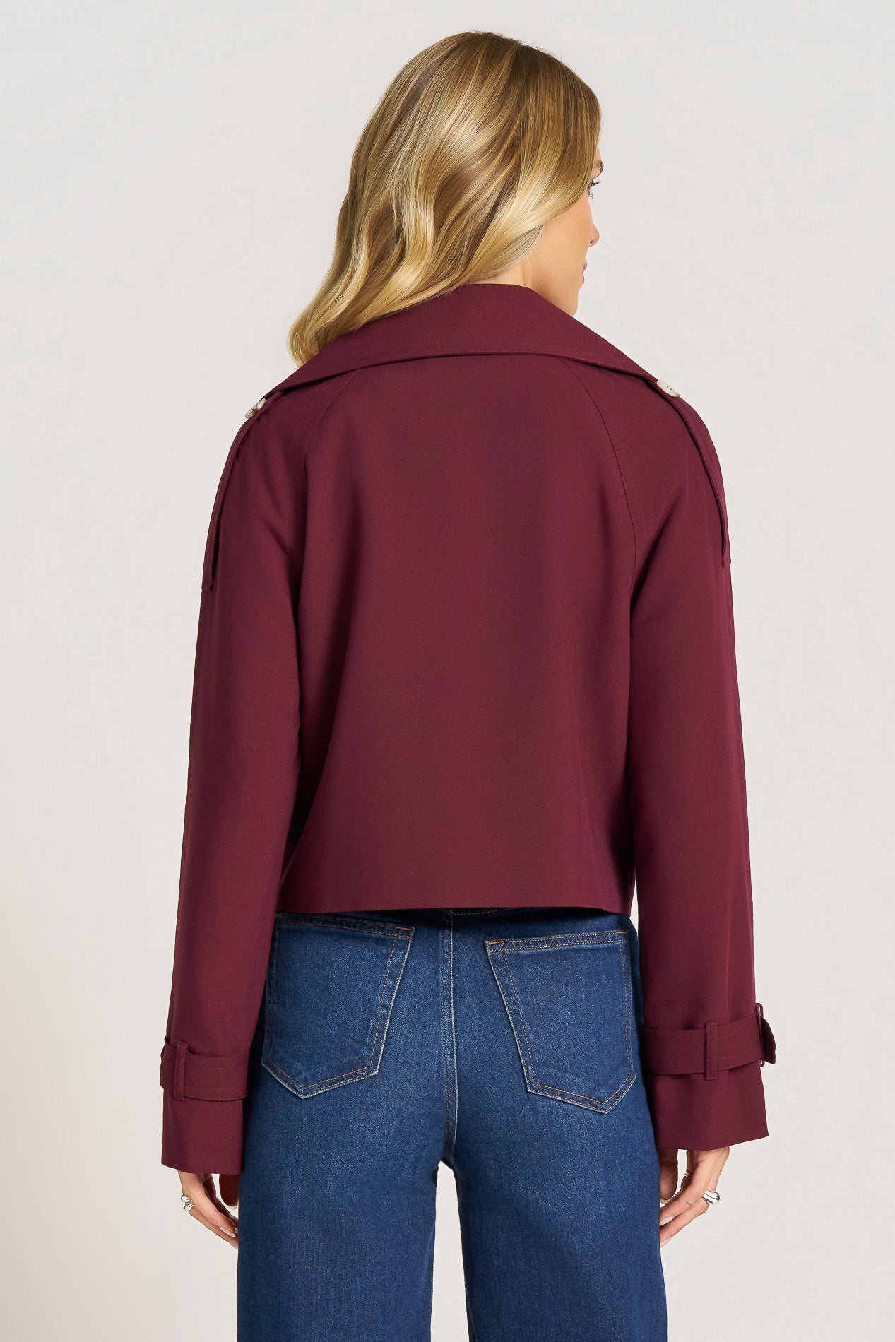 GRAYSON CROP TRENCH JACKET - OXBLOOD