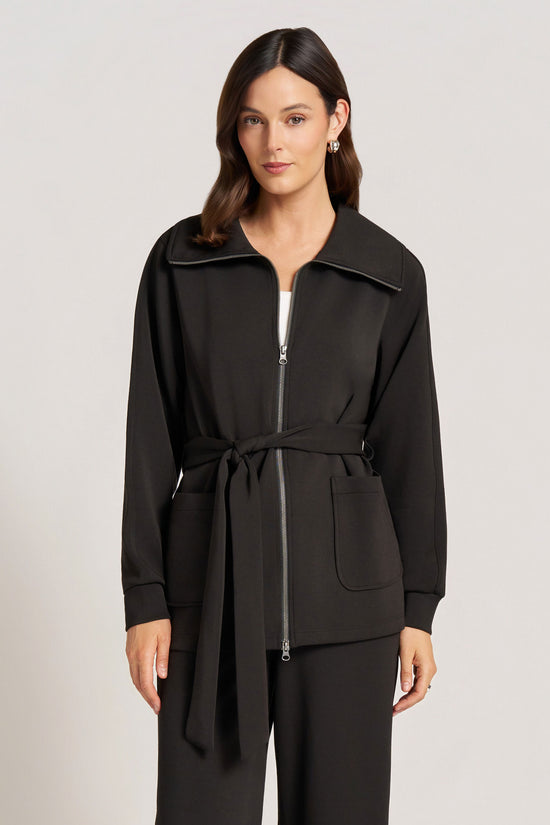PENNY FEATHER FLEX COAT - BLACK