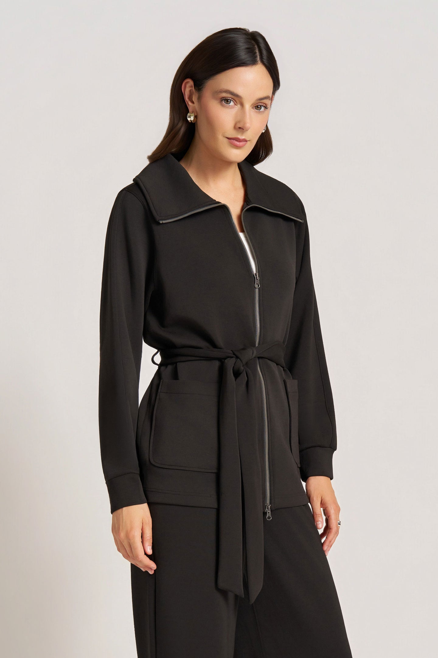 PENNY FEATHER FLEX COAT - BLACK