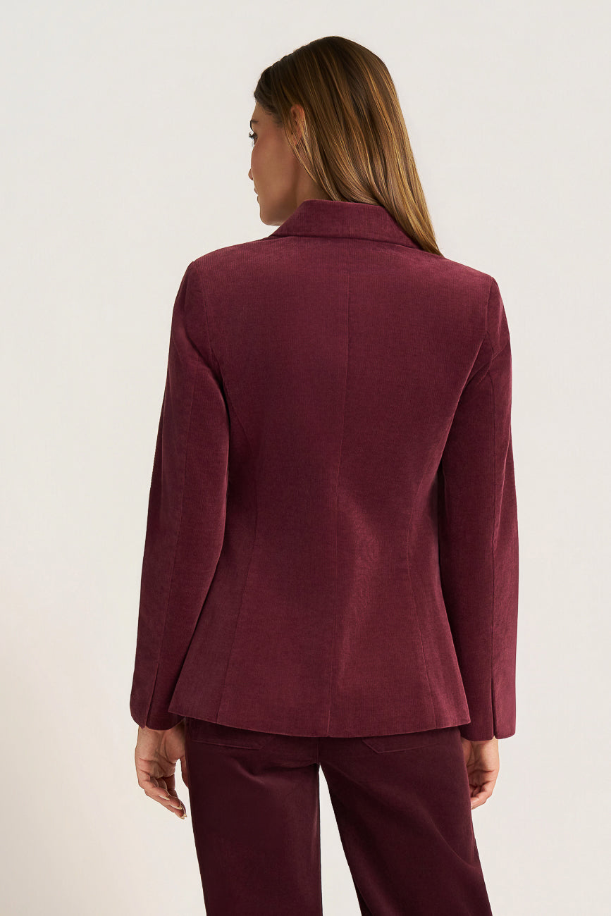 JESSIE BUTTON FRONT CORDUROY BLAZER - FIG