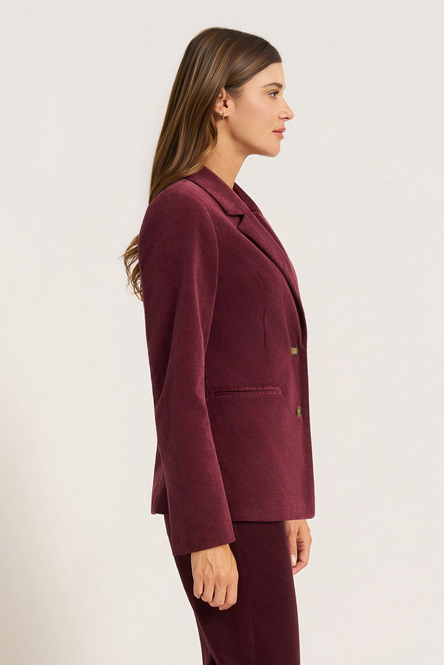 JESSIE BUTTON FRONT CORDUROY BLAZER - FIG