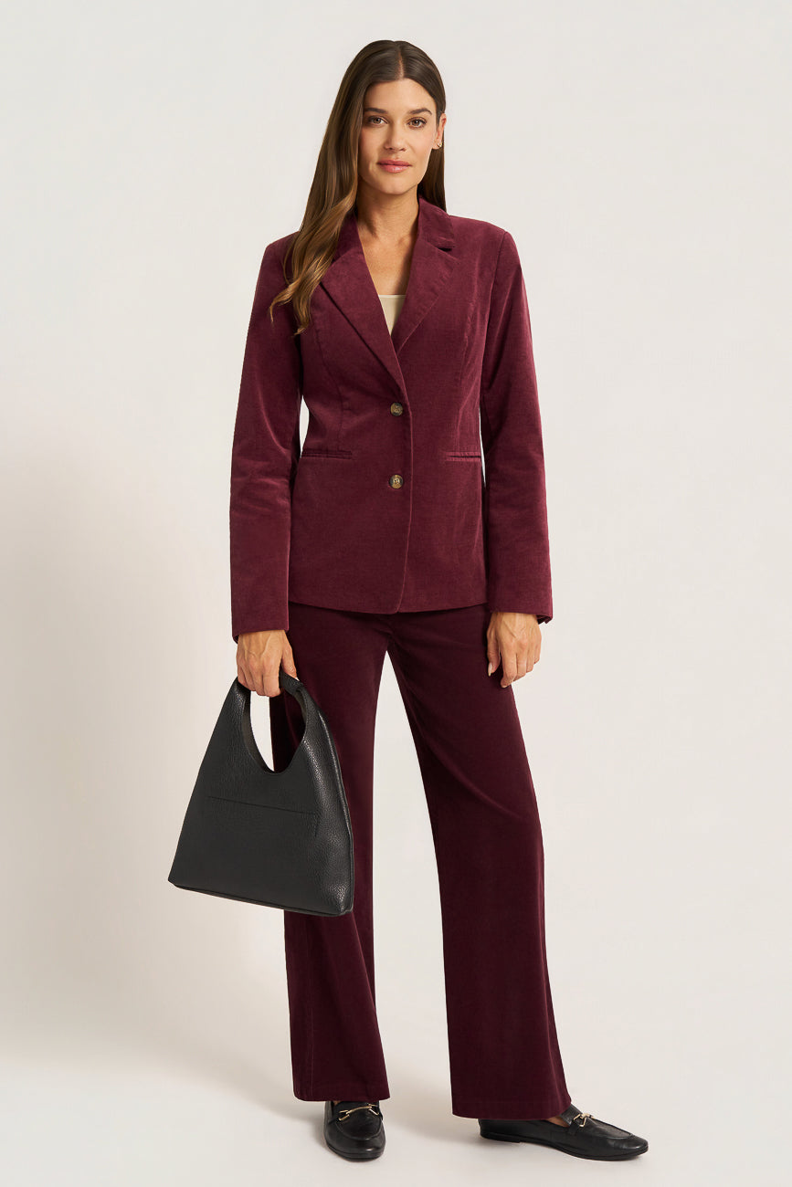 JESSIE BUTTON FRONT CORDUROY BLAZER - FIG