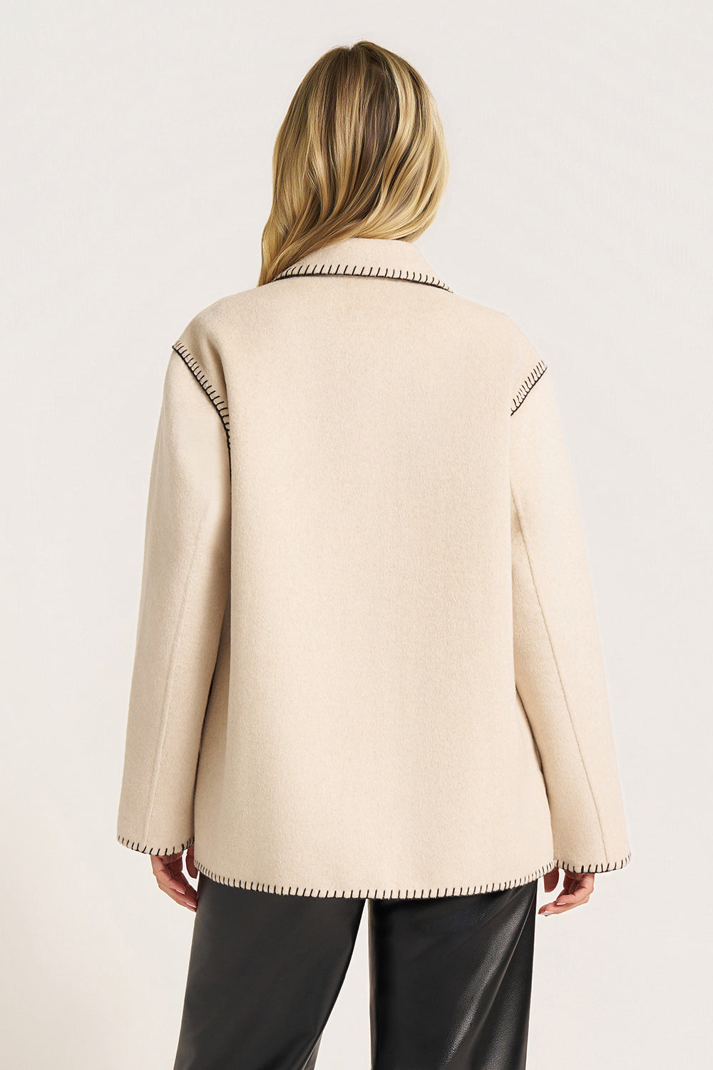 ANGEL CONTRAST STITCH JACKET - STONE