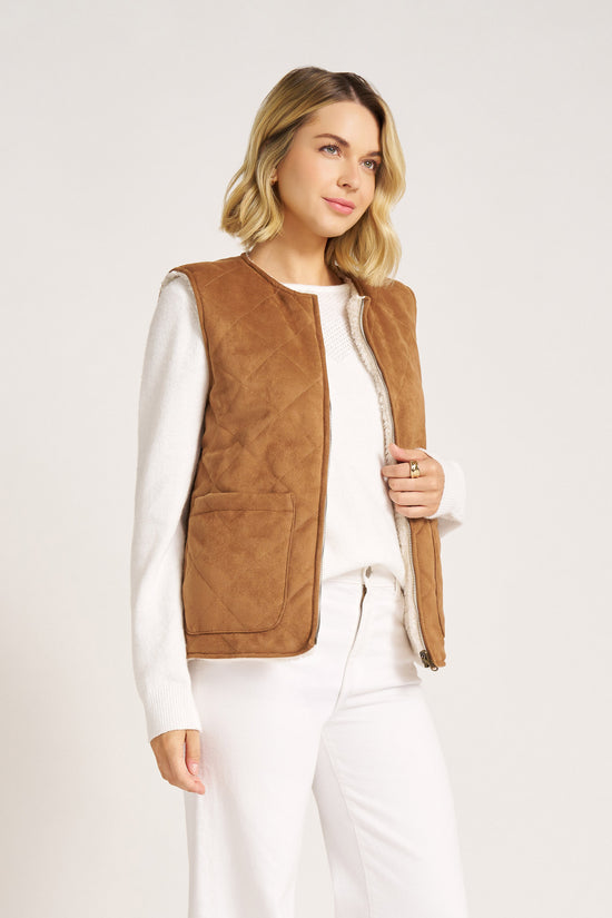 SHEA SHERPA VEST - CAMEL