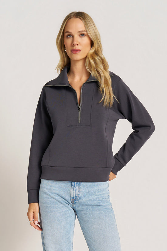 FARRAH FEATHER FLEX HALF ZIP - GRAPHITE