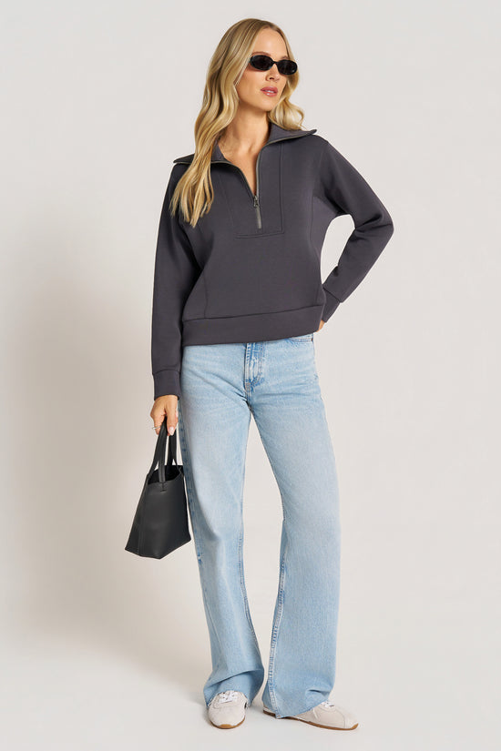 FARRAH FEATHER FLEX HALF ZIP - GRAPHITE