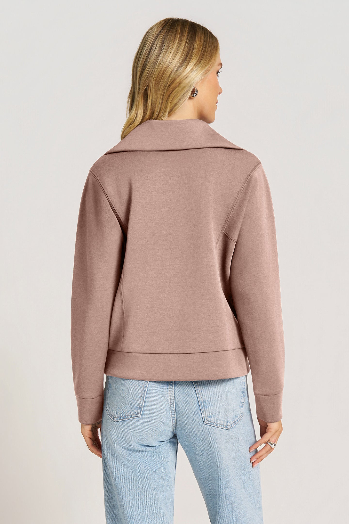 FARRAH FEATHER FLEX HALF ZIP - SHROOM