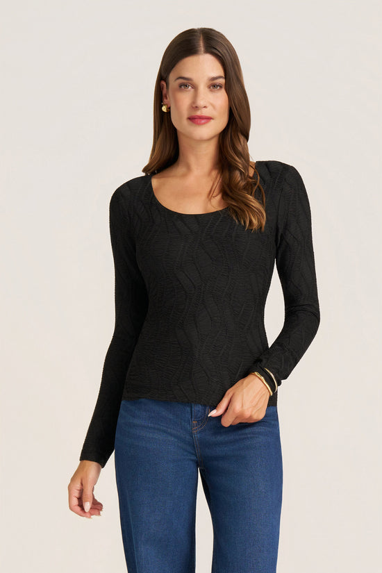 ROWAN SCOOP NECK TOP - BLACK