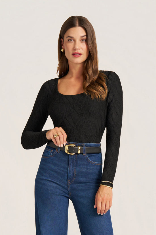 ROWAN SCOOP NECK TOP - BLACK