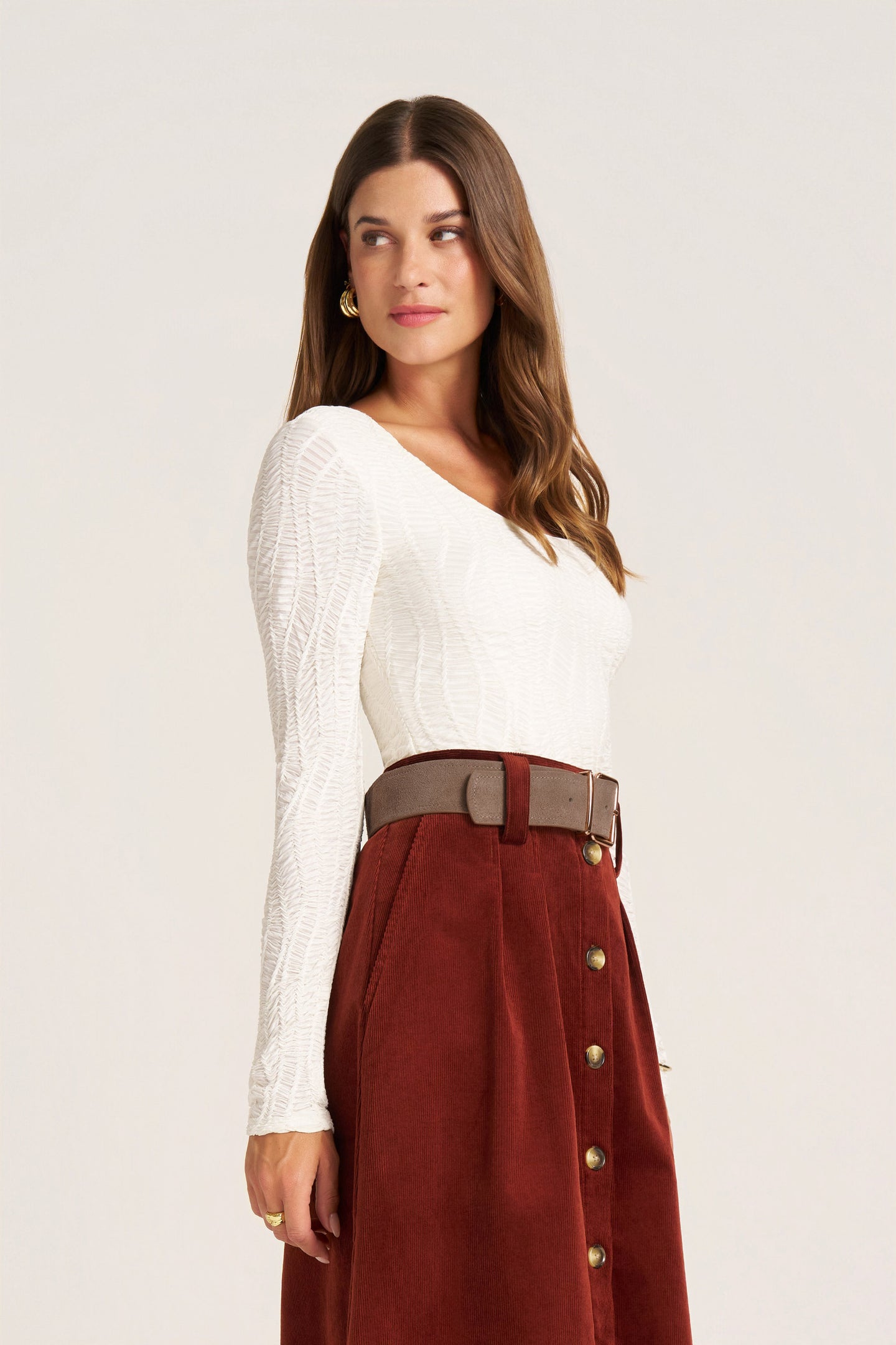 ROWAN SCOOP NECK TOP - IVORY