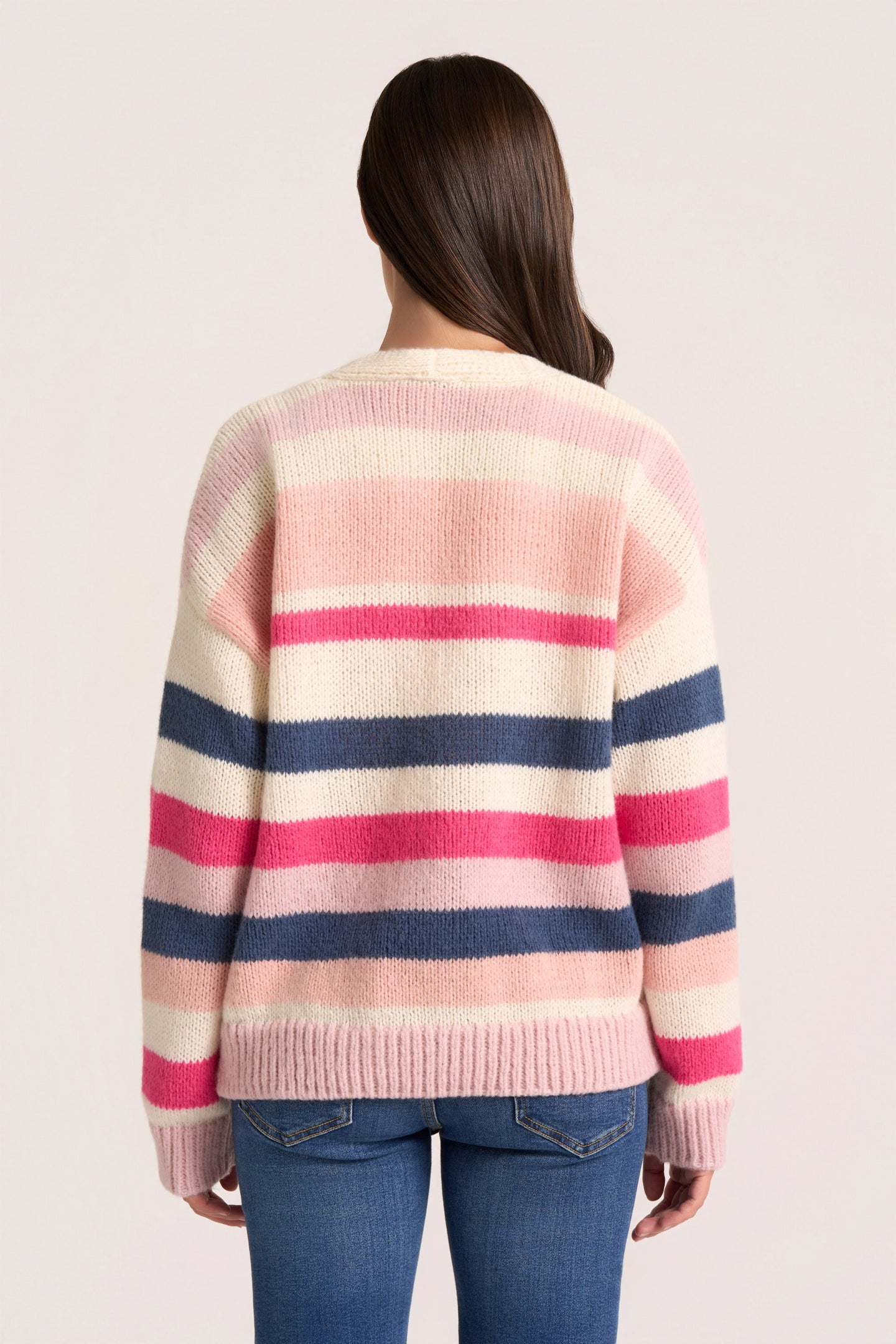 LUCCA STRIPE CARDIGAN - BLUSH