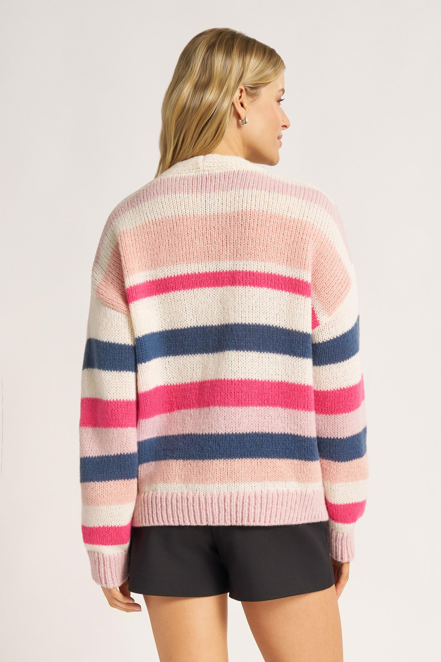 LUCCA STRIPE CARDIGAN - BLUSH