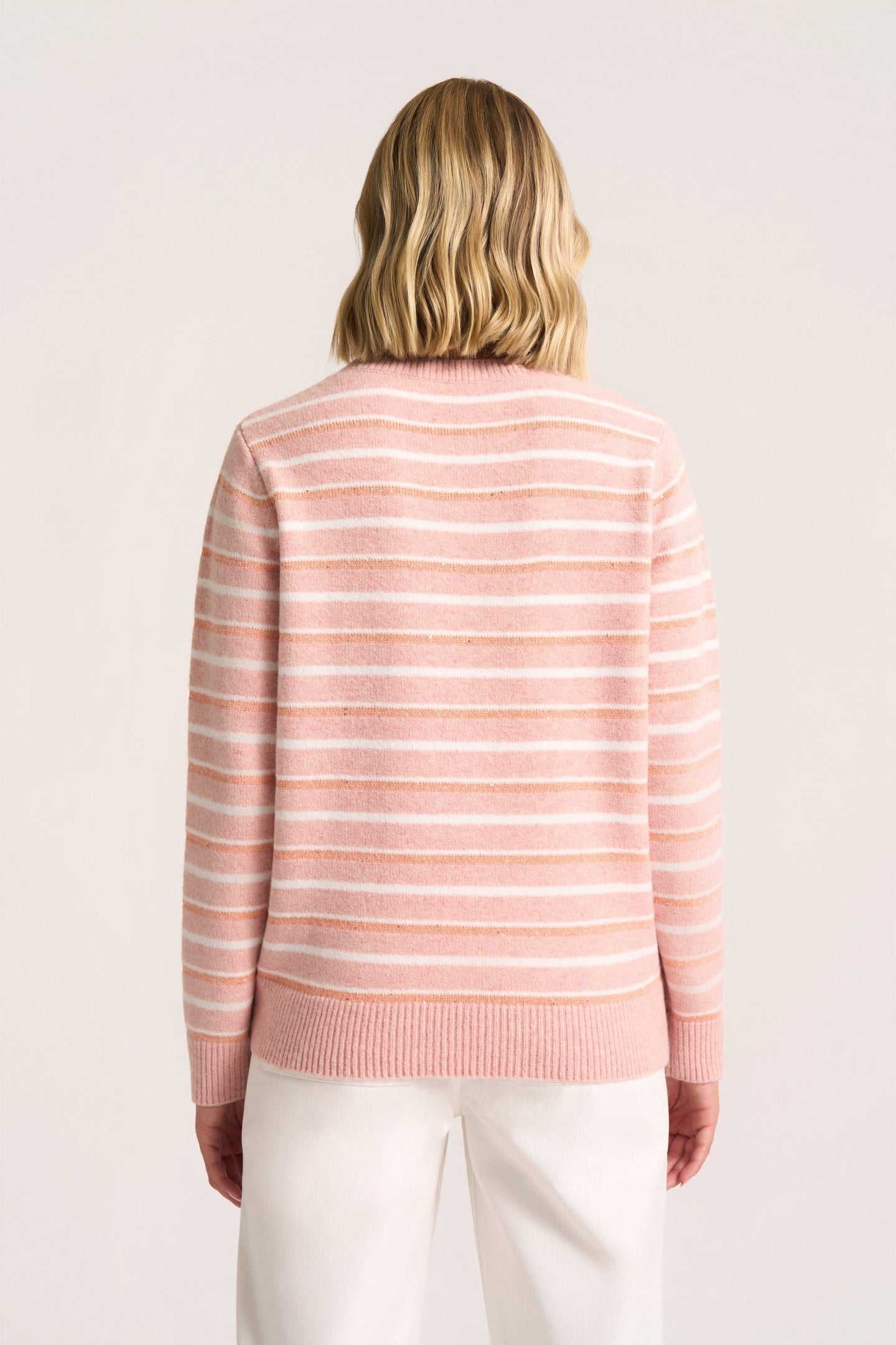 SOPHIA STRIPE SWEATER - HEATHER PTL/COR